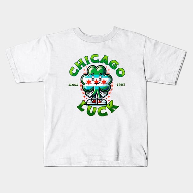 Chicago Luck Shamrock Kids T-Shirt by hippohost